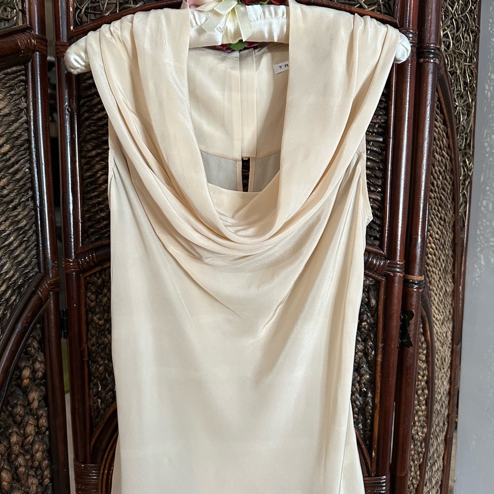 Elegant Cream Cowl Neck Dress